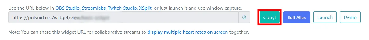 Copy widget URL