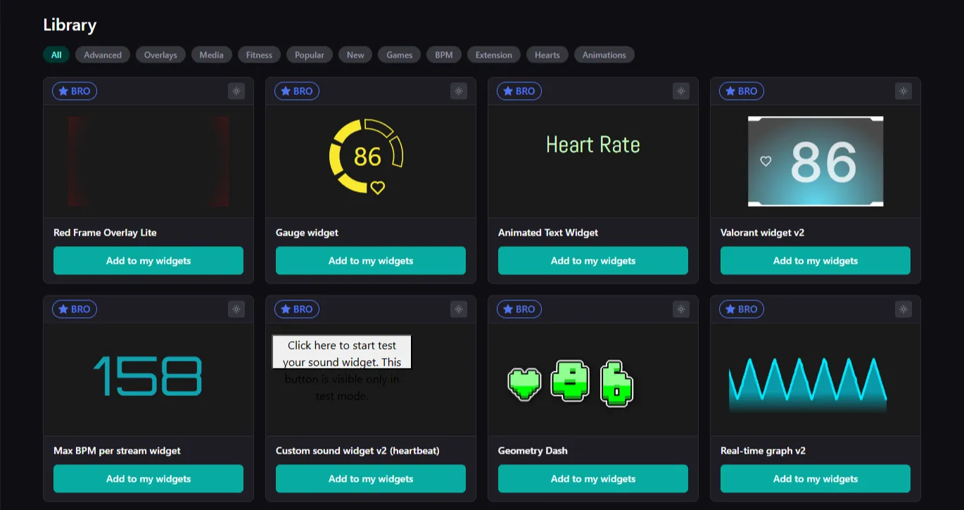 Marketplace is a library with all of our widgets. You can see which of them are available for free and which ones require the BRO plan. The list of both is ever-growing