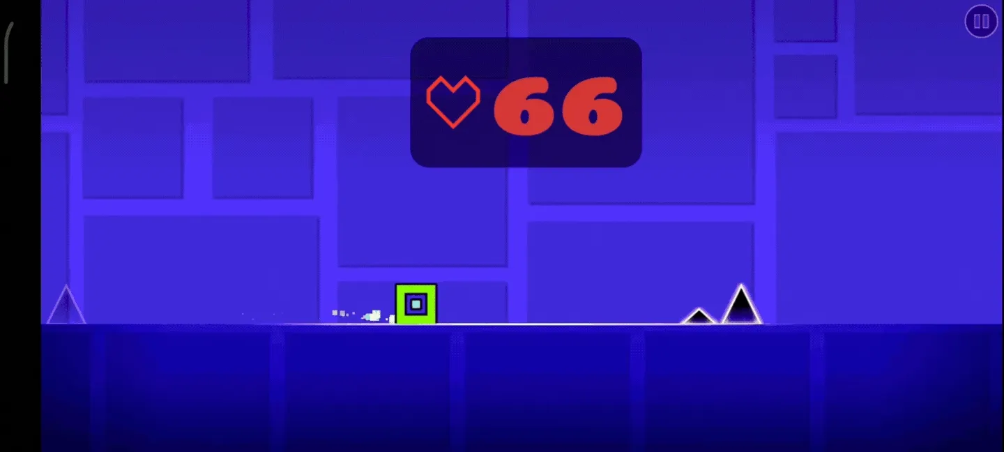 Heart rate overlay on the Geometry Dash mobile game Heart rate overlay on the Geometry Dash mobile game